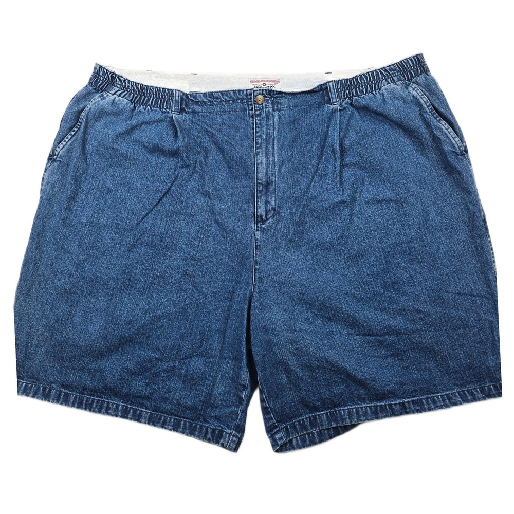 Boca Classics Denim Shorts Mens 48 Blue Jean Cotton Pleated Elastic Waist Casual